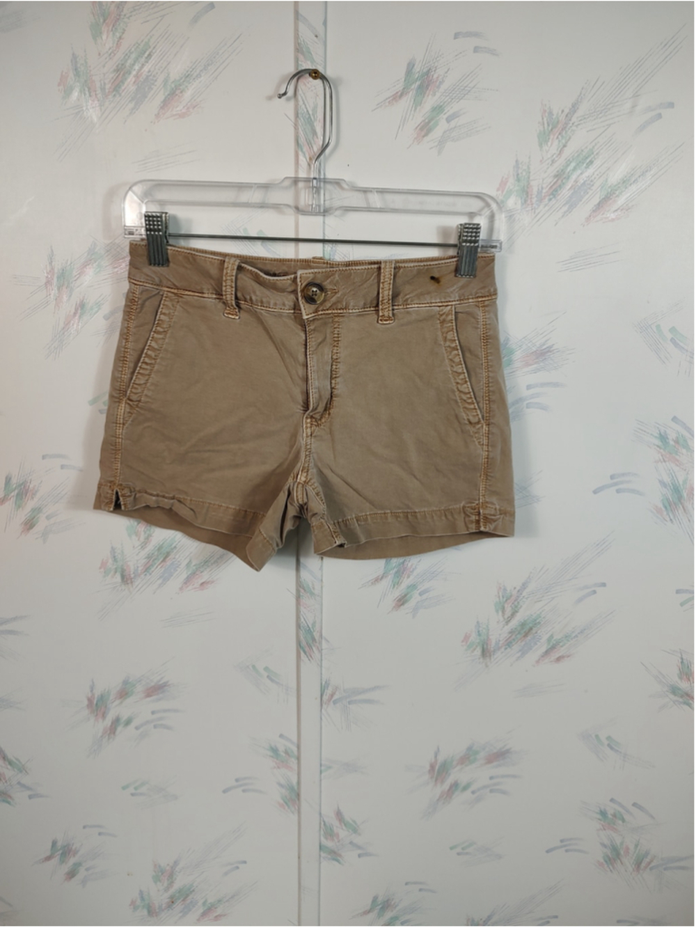 Women's American Eagle Beige Cotton Shorts Super Stretch 00